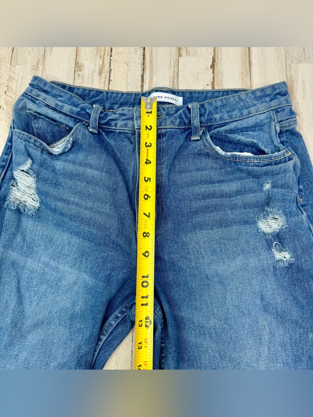 Flying Monkey Jeans Womens 32x26 Blue Medium Wash Mid Rise Distressed - Picture 7 of 11